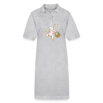 Osterhase mit Korb voller Osterei - Stanley/Stella Frauen Bio-Polokleid PAIGER - Grau meliert - Vorne