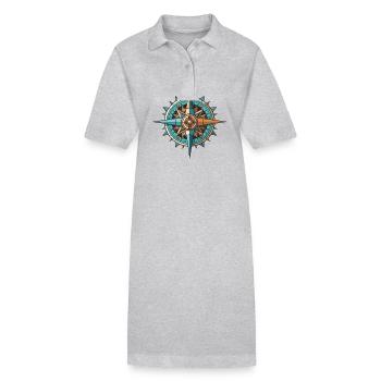 Kompass Symbol Wegweiser Travel - Stanley/Stella Frauen Bio-Polokleid PAIGER - Grau meliert - Vorne