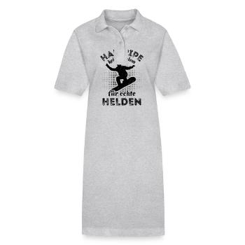 Snowboard, Halfpipe, Wintersport, echte Helden - Stanley/Stella Frauen Bio-Polokleid PAIGER - Grau meliert - Vorne