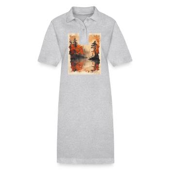 Classic Scenery Papyrus Scroll Onsen Japanese - Stanley/Stella PAIGER Organic Women’s Polo Dress - heather grey - Front