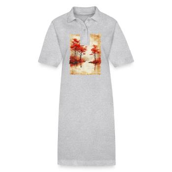 Classic Scenery Papyrus Scroll Onsen Japanese - Stanley/Stella PAIGER Organic Women’s Polo Dress - heather grey - Front