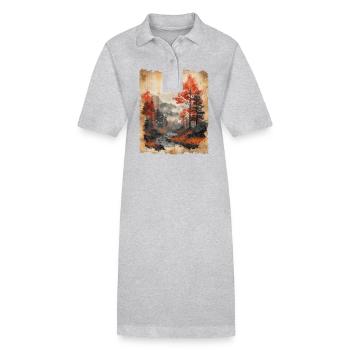 Classic Scenery Papyrus Scroll Onsen Japanese - Stanley/Stella PAIGER Organic Women’s Polo Dress - heather grey - Front