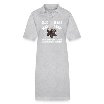 Hund Havaneser - Stanley/Stella Frauen Bio-Polokleid PAIGER - Grau meliert - Vorne