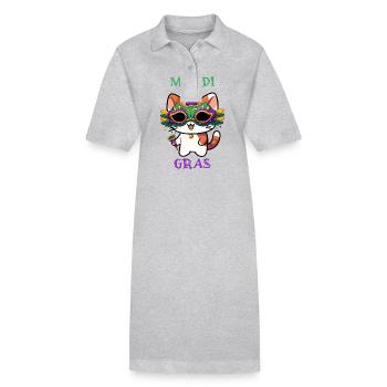 Chat Mardi Gras 2024 Chaton Nouvelle-Orléans - Robe polo bio PAIGER Stanley/Stella Femme - gris chiné - Devant