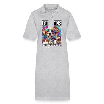 Drôle de chien cinq bière romaine cinq vous impie - Robe polo bio PAIGER Stanley/Stella Femme - gris chiné - Devant