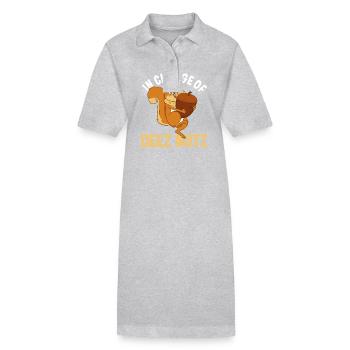 Funny Squirrel Gift Idea - Stanley/Stella PAIGER Organic Women’s Polo Dress - heather grey - Front