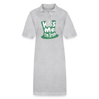 Kiss Me I'm Irish Embrace Celtic Charm & Tradition - Stanley/Stella PAIGER Organic Women’s Polo Dress - heather grey - Front