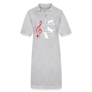Chat chats partition musicien cadeau Score - Robe polo bio PAIGER Stanley/Stella Femme - gris chiné - Devant