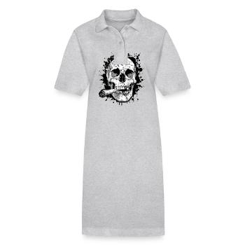 Totenkopf Joint Cannabis Symbol - Stanley/Stella Frauen Bio-Polokleid PAIGER - Grau meliert - Vorne