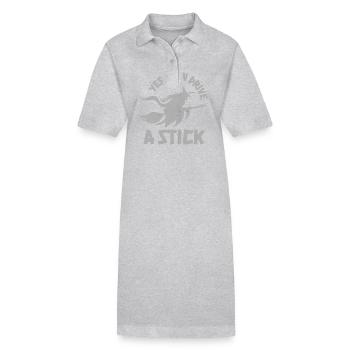 Yeah I Can Drive A Stick Funny Witch Pun - Stanley/Stella PAIGER Organic Women’s Polo Dress - heather grey - Front