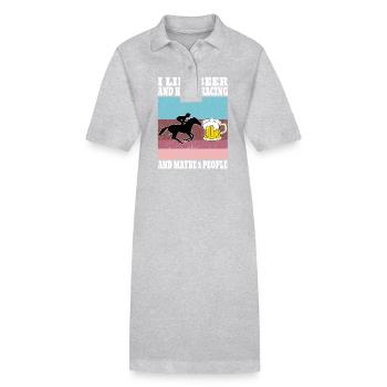 J’aime la bière et les courses de chevaux et peut-être - Robe polo bio PAIGER Stanley/Stella Femme - gris chiné - Devant
