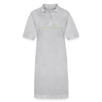 Gottesanbeterin auf einer Herzschlaglinie - Stanley/Stella Frauen Bio-Polokleid PAIGER - Grau meliert - Vorne