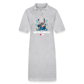 Bathroom Wi-Fi Bad Life Wifi Saying Internet Signal - Stanley/Stella PAIGER Organic Women’s Polo Dress - heather grey - Front