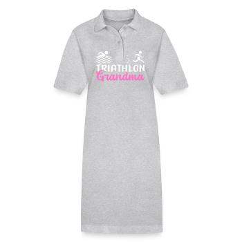 Triathlon Oma Triathleten Triathlet Geschenk - Stanley/Stella Frauen Bio-Polokleid PAIGER - Grau meliert - Vorne
