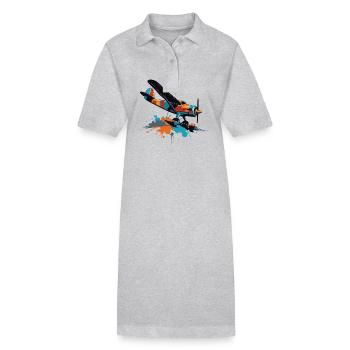 Modellflugzeug Pilot Flugzeug Hobby Flieger - Stanley/Stella Frauen Bio-Polokleid PAIGER - Grau meliert - Vorne