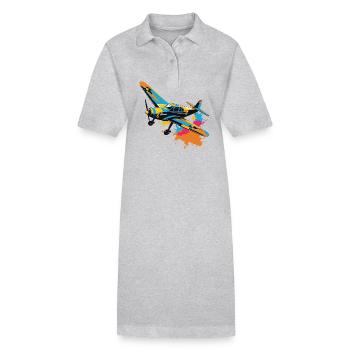 Modellflugzeug Pilot Flugzeug Hobby Ästhetisch - Stanley/Stella Frauen Bio-Polokleid PAIGER - Grau meliert - Vorne