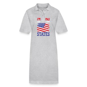 Je peux pas je me barre aux States Etats-Unis - Robe polo bio PAIGER Stanley/Stella Femme - gris chiné - Devant