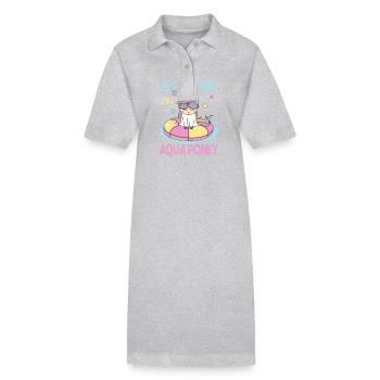 Je peux pas j'ai Aqua Poney Fans de Licornes - Robe polo bio PAIGER Stanley/Stella Femme - gris chiné - Devant