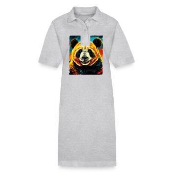 Panda Portrait - Stanley/Stella Frauen Bio-Polokleid PAIGER - Grau meliert - Vorne