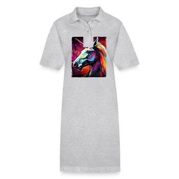 Einhorn Portrait - Stanley/Stella Frauen Bio-Polokleid PAIGER - Grau meliert - Vorne