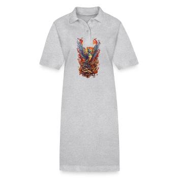 Créature mythique emblématique Phoenix Bird Streetwear - Robe polo bio PAIGER Stanley/Stella Femme - gris chiné - Devant