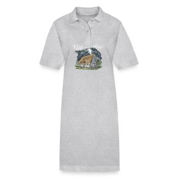 Dompteur de tempête Nordeutsch Friesland Maison au toit de chaume - Robe polo bio PAIGER Stanley/Stella Femme - gris chiné - Devant