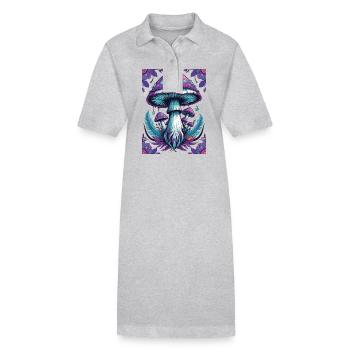 Spirituelles Pilz Mandala Erleuchtung - Stanley/Stella Frauen Bio-Polokleid PAIGER - Grau meliert - Vorne