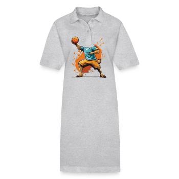 Erdmännchen Handballspieler Streetwear Stil - Stanley/Stella Frauen Bio-Polokleid PAIGER - Grau meliert - Vorne