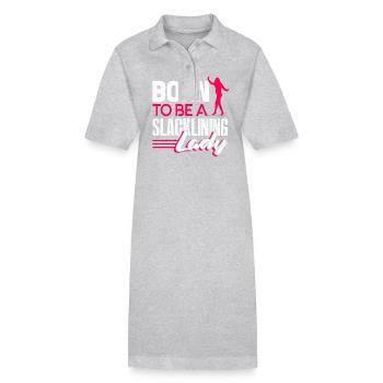 Slacklining Born To Be A Slacklining Lady - Stanley/Stella PAIGER Organic Women’s Polo Dress - heather grey - Front