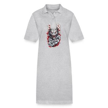 Monstre de mer esthétique Yokai Oni Japon Vintage - Robe polo bio PAIGER Stanley/Stella Femme - gris chiné - Devant