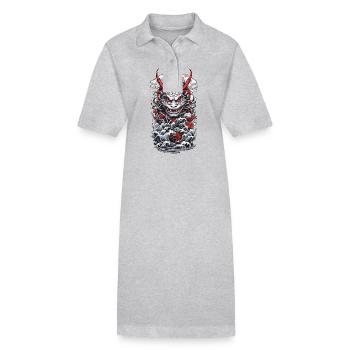 Monstre marin Esthétique Yokai Oni japonais - Robe polo bio PAIGER Stanley/Stella Femme - gris chiné - Devant