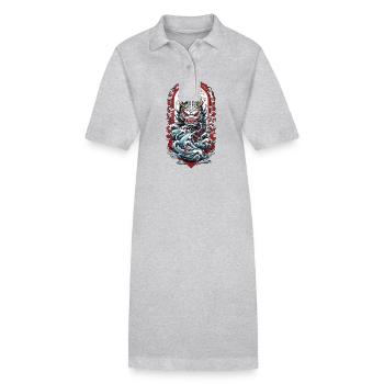 Esthétique du monstre marin Yokai Démon japonais - Robe polo bio PAIGER Stanley/Stella Femme - gris chiné - Devant