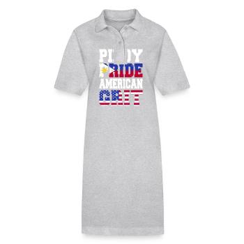 Pinoy Pride American Grit - Stanley/Stella PAIGER Organic Women’s Polo Dress - heather grey - Front