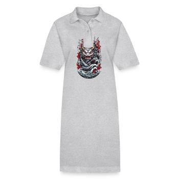 Monstre marin Démon japonais Yokai Streetwear - Robe polo bio PAIGER Stanley/Stella Femme - gris chiné - Devant