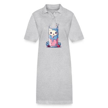 Blaubeeren Milchshake Spaß Kawaii Anime - Stanley/Stella Frauen Bio-Polokleid PAIGER - Grau meliert - Vorne