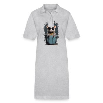 Cool Possum Funny Garbage Can Residents - Stanley/Stella PAIGER Organic Women’s Polo Dress - heather grey - Front