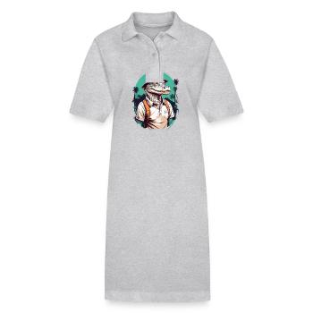 Golfer Krokodil Golfspieler Design Streetwear - Stanley/Stella Frauen Bio-Polokleid PAIGER - Grau meliert - Vorne