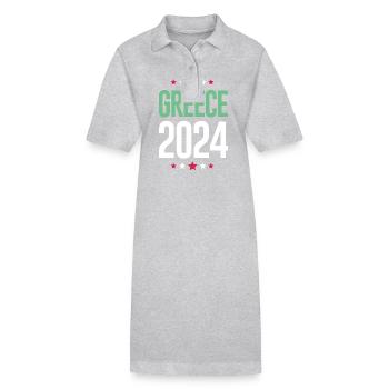 Jours fériés Grèce 2024 - Robe polo bio PAIGER Stanley/Stella Femme - gris chiné - Devant