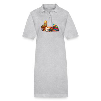 Chat Cinco de Mayo en mode snooze - Robe polo bio PAIGER Stanley/Stella Femme - gris chiné - Devant