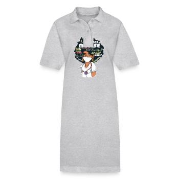Black Nurse Pride African American Roots Afro - Stanley/Stella PAIGER Organic Women’s Polo Dress - heather grey - Front