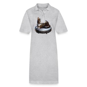 Conducteur d’aspirateur amoureux des chatons - Robe polo bio PAIGER Stanley/Stella Femme - gris chiné - Devant