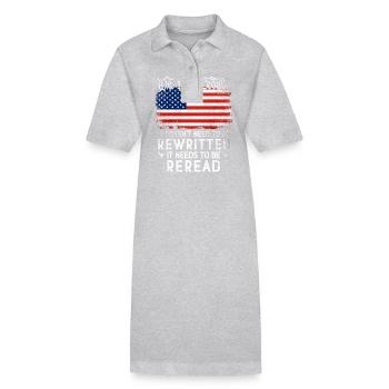 Patriot US Flag Constitution of the USA Needs To - Stanley/Stella PAIGER Organic Women’s Polo Dress - heather grey - Front