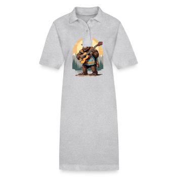 Bigfoot Mexicain Mariachi Guitare Fiesta - Robe polo bio PAIGER Stanley/Stella Femme - gris chiné - Devant