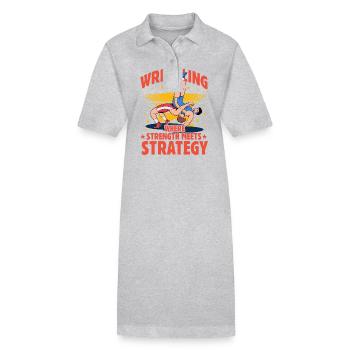 Wrestling, wo Stärke auf Strategie trifft - Stanley/Stella Frauen Bio-Polokleid PAIGER - Grau meliert - Vorne