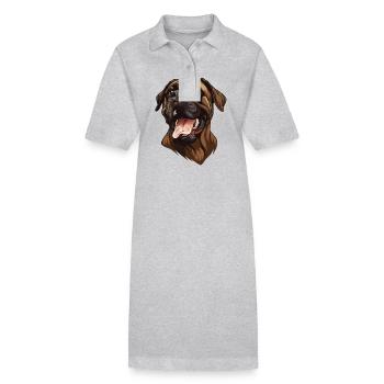 Broholmer | Danish Mastiff | Cartoon Artwork - Stanley/Stella Frauen Bio-Polokleid PAIGER - Grau meliert - Vorne