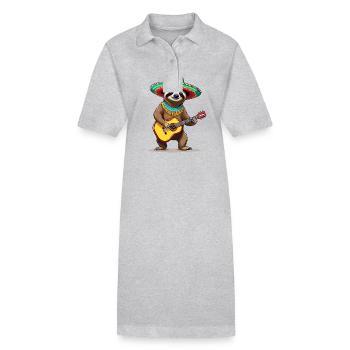 Paresseux Mexicain Mariachi Guitare Musique - Robe polo bio PAIGER Stanley/Stella Femme - gris chiné - Devant