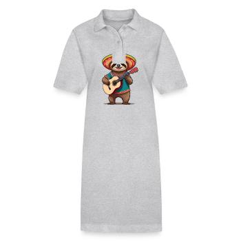 Paresseux Mariachi Mexique Guitare Fiesta - Robe polo bio PAIGER Stanley/Stella Femme - gris chiné - Devant