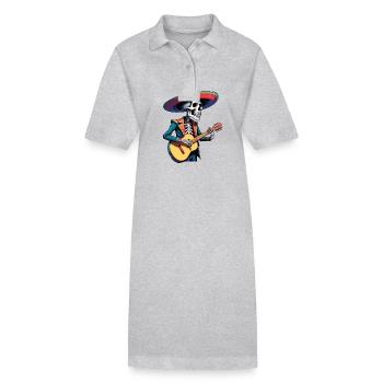Mexicain Mariachi Squelette Guitariste Fiesta - Robe polo bio PAIGER Stanley/Stella Femme - gris chiné - Devant