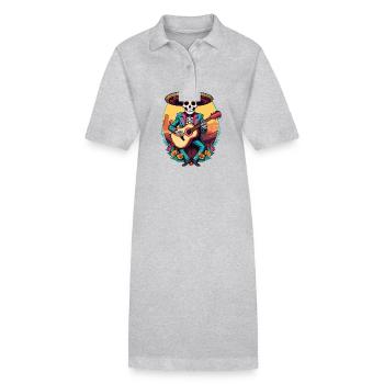 Mexicain Mariachi Squelette Guitariste Fiesta - Robe polo bio PAIGER Stanley/Stella Femme - gris chiné - Devant