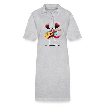 Mexicain Mariachi Squelette Guitariste Fiesta - Robe polo bio PAIGER Stanley/Stella Femme - gris chiné - Devant